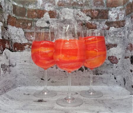 "RACEY RED " ( with Sparkles ) Resin & Acrylics coated Wine Glass