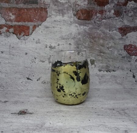 "BLACK GOLD " Stemless ( with gold ) Resin & Ink coated Wine Glass