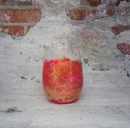 "ORANGE GLOW  " Stemless ( with gold ) Resin & Ink coated Wine Glass