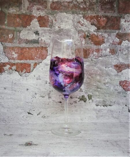 "WITCHING HOUR "  Resin & Ink coated Wine Glass